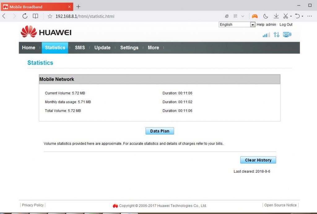 Huawei B715s23c Router  Interface Setting Options