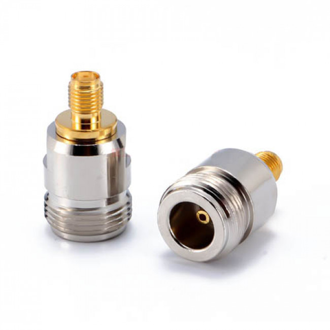 SMA-Female Plug to N-Female Plug Coaxial Adapter